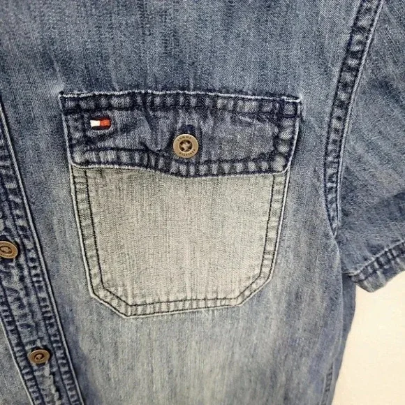 Tommy Hilfiger Boys Button Down Jean Shirt - Picture 4 of 11